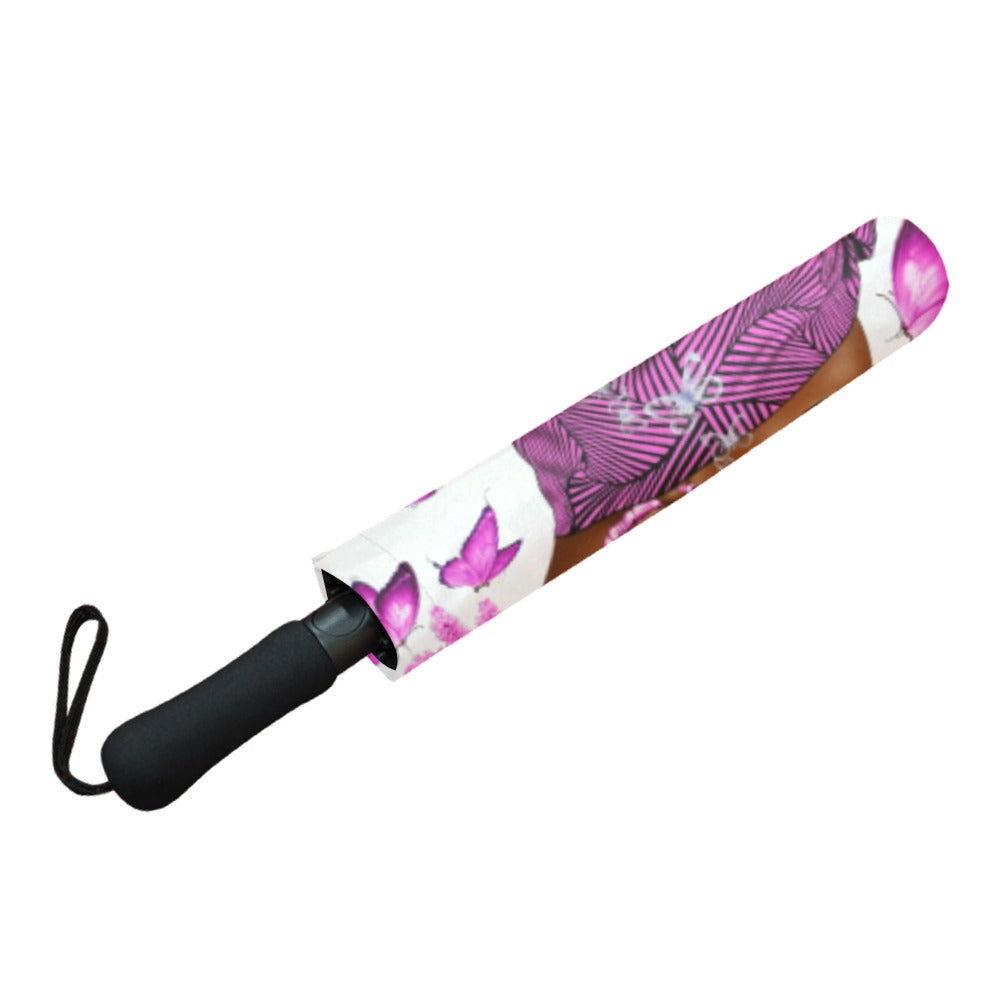 Nubian in Purple Semi-Automatic Foldable Umbrella (Model U05)
