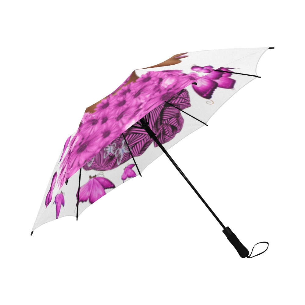 Nubian in Purple Semi-Automatic Foldable Umbrella (Model U05)