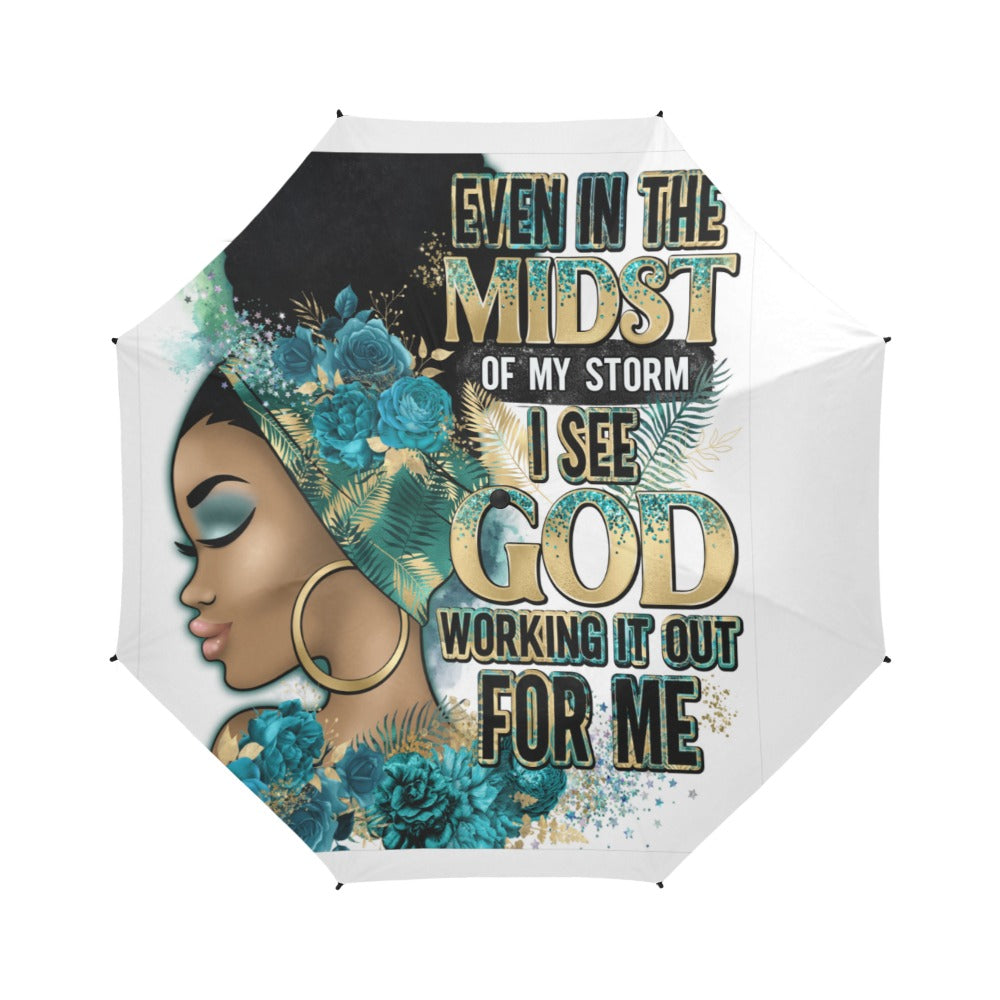 Storm blue Semi-Automatic Foldable Umbrella (Model U05)