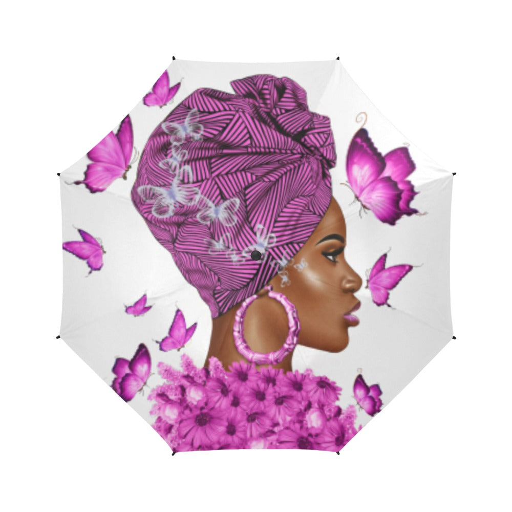 Nubian in Purple Semi-Automatic Foldable Umbrella (Model U05)