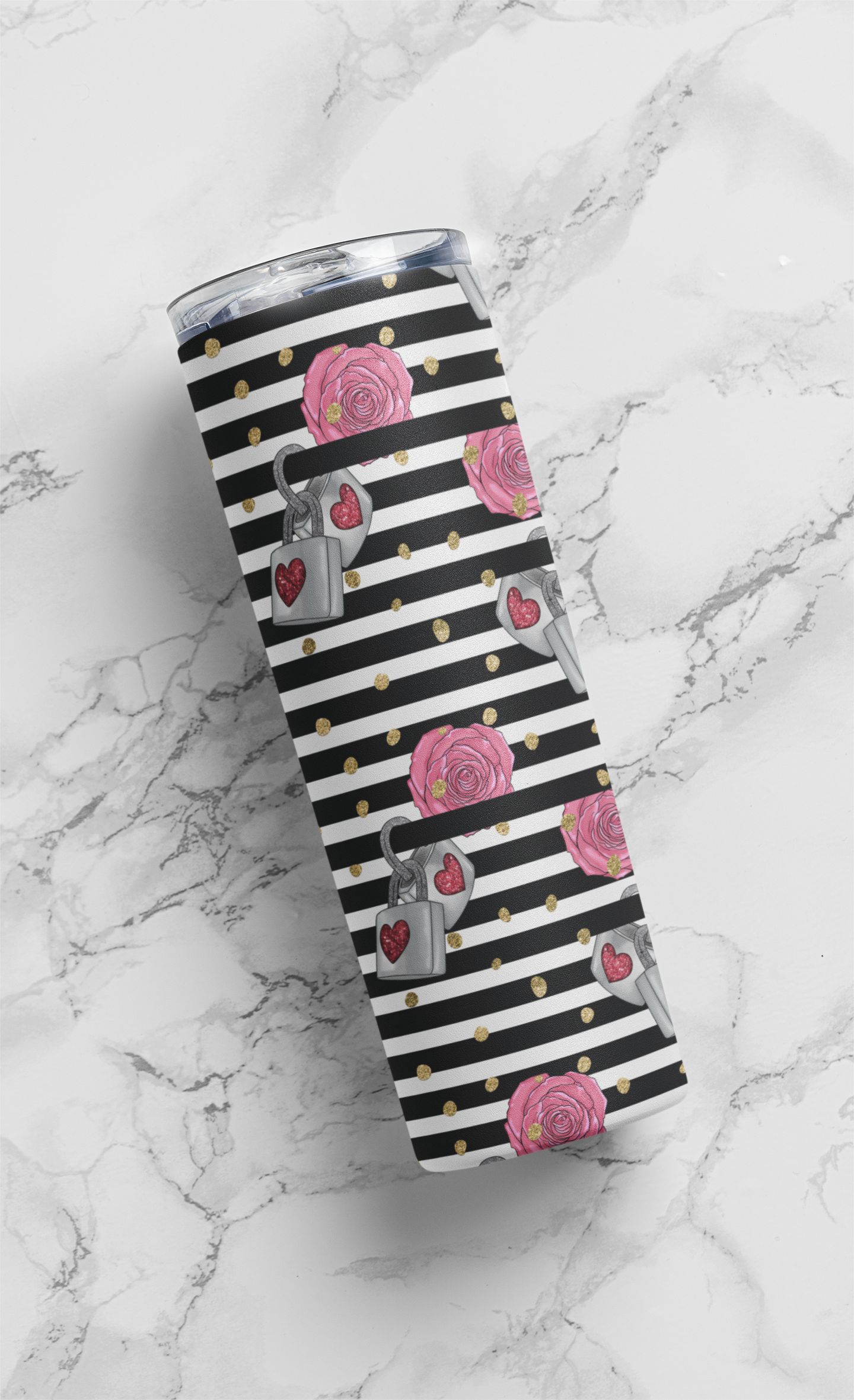 striped Valentine's Day tumblers